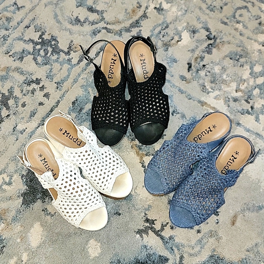 🤍💙🖤 3 Pairs of Women's Mudd Platform Sandals, Sizes 8 & 8.5